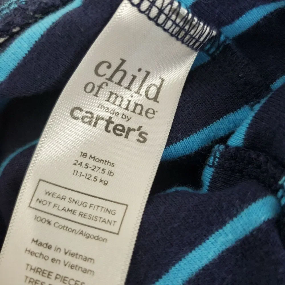 Carters Striped Blue Pull On Pajama Bottoms‎ Leggings Pants Size 18M GUC